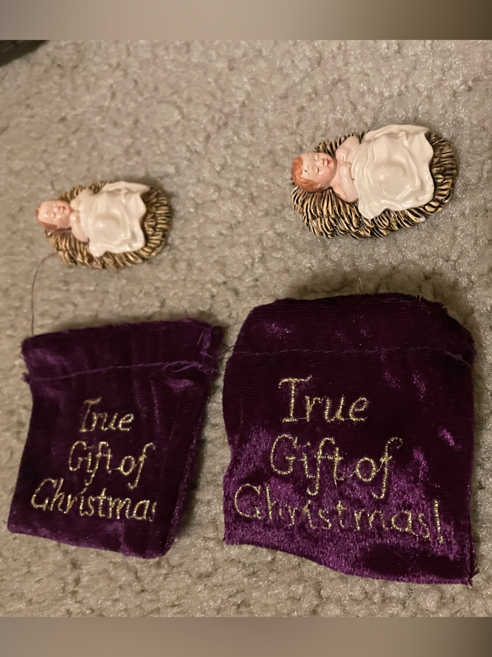 2 Pocket Christmas Stone Baby Jesus Figurine Holiday Bundle